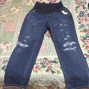 Old Navy Blue Boyfriend Jeans with Distressed Details